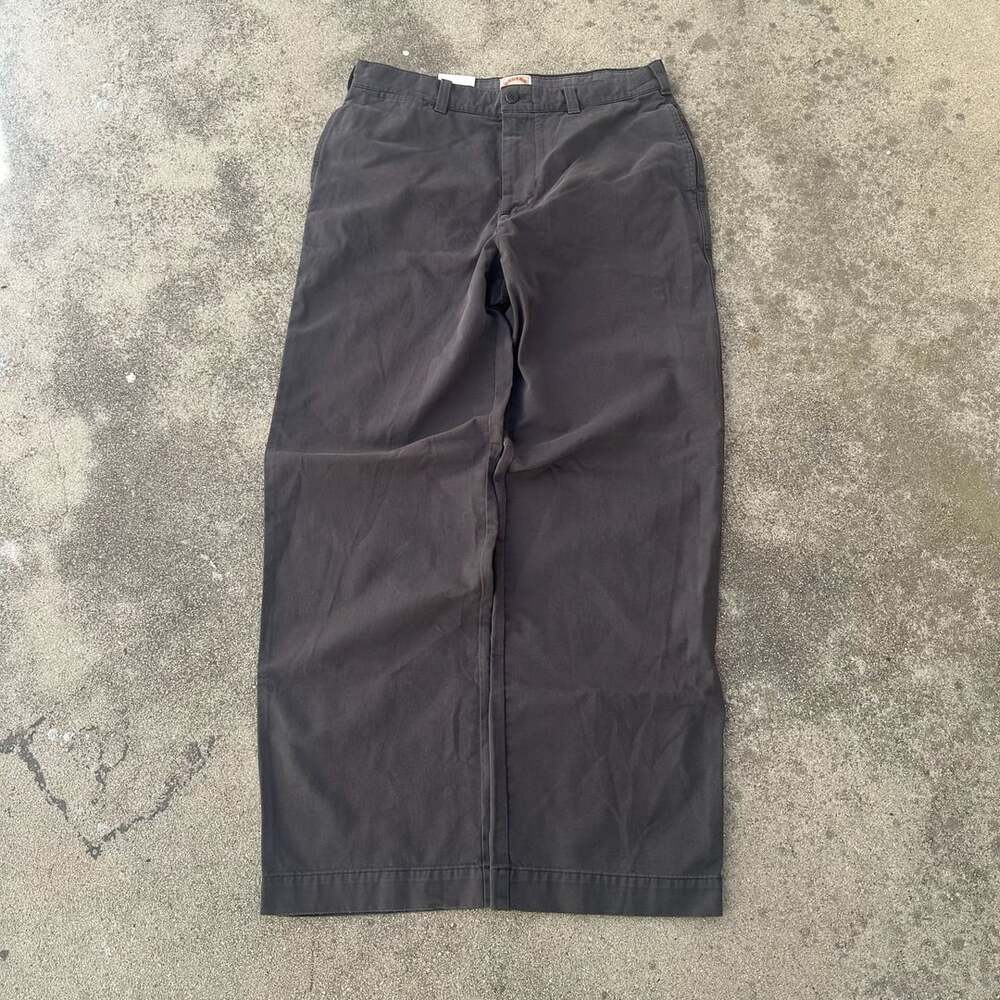 Banana Republic Canvas Wide-Leg Casual Trousers Charcoal Grey